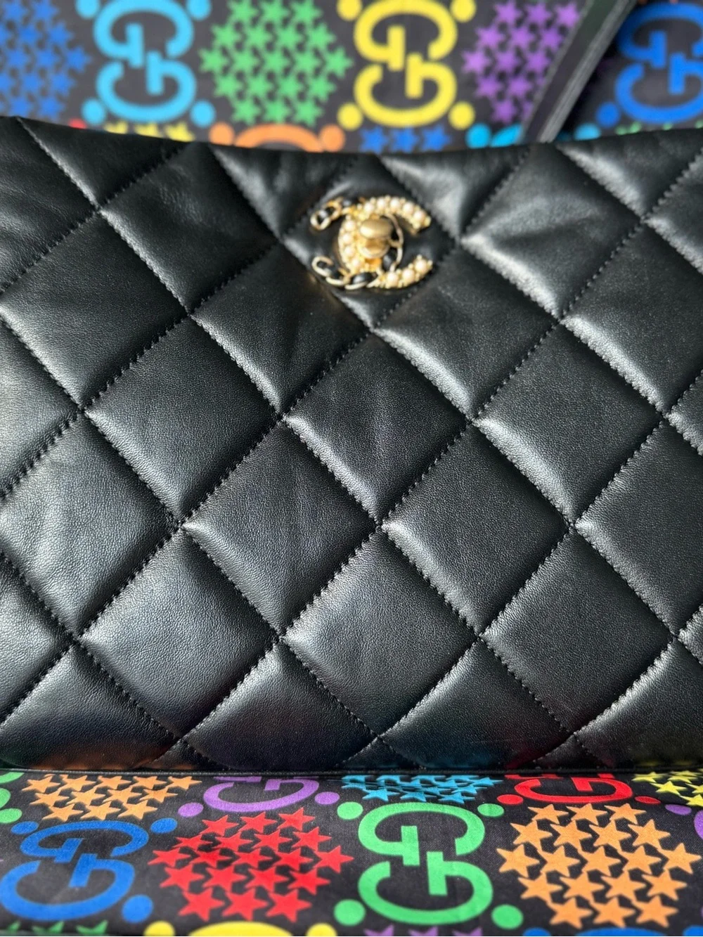 CHANEL Black Quilted Crossbody with Gold Hardware